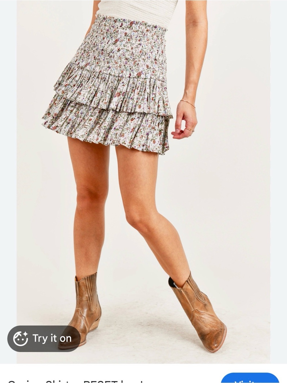 Reset by Jane Smocked Mini Skirt - Multicolor Floral (says size L but like S)